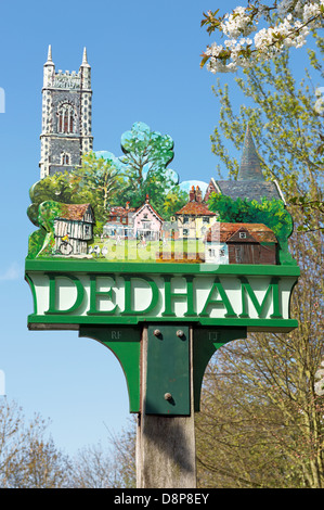 Dedham Ortsschild, Essex, England. Stockfoto