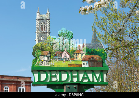 Dedham Ortsschild Stockfoto