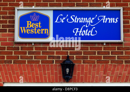 Alten Hunstanton, Le Strange Arms Hotel, Best Western, Norfolk, England UK, unterzeichnen Logo, Kette Stockfoto