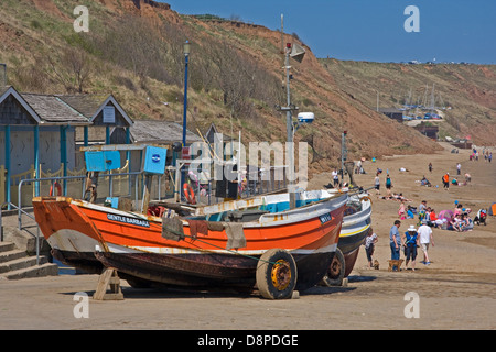 Angelboote/Fischerboote auf dem entgeisterung Landing, Filey Stockfoto