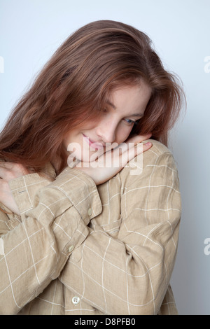 Erdbeer Blond Mannes Leinen Hemd Stockfoto