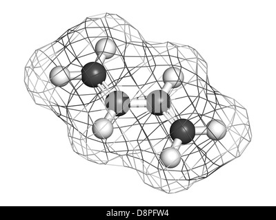 Butadien (1,3-Butadien), der Baustein von ABS Kunststoff und Polybutadien synthetischem Kautschuk. Stockfoto