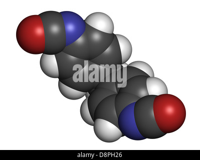 Methylen Diphenyl-Diisocyanat Molekül (MDI), Polyurethan (PU)-Baustein. Stockfoto