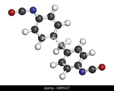 Methylen Diphenyl-Diisocyanat Molekül (MDI), Polyurethan (PU)-Baustein. Stockfoto