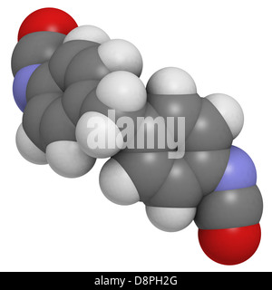 Methylen Diphenyl-Diisocyanat Molekül (MDI), Polyurethan (PU)-Baustein. Stockfoto