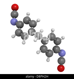 Methylen Diphenyl-Diisocyanat Molekül (MDI), Polyurethan (PU)-Baustein. Stockfoto