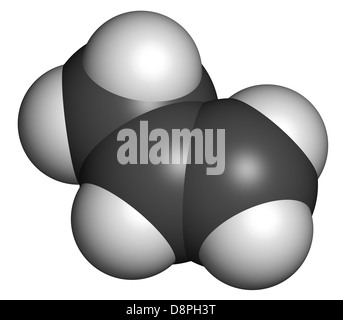 Propylen (Propen), Polypropylen (PP, Polypropene) Kunststoff-Baustein. Stockfoto