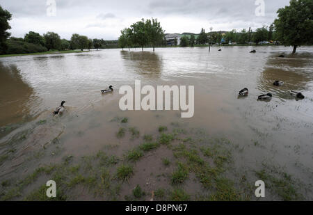 Prag, Tschechische Republik. 2. Juni 2013. Überschwemmungen in Beroun, in der Nähe von Prag, Tschechische Republik, 2. Juni 2013. (Foto/Stanislav Zbynek CTK/Alamy Live News) Bildnachweis: CTK/Alamy Live-Nachrichten Stockfoto