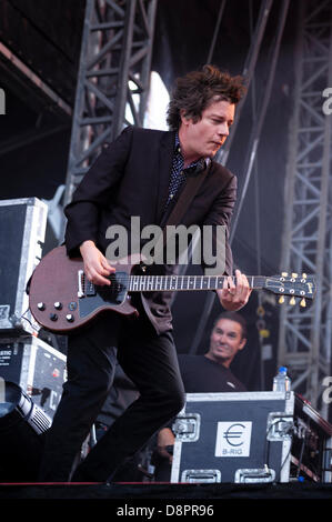 London, UK: Green Day spielt The Emirates Stadium, Islington auf 06.01.2013.  Personen im Bild: Jason White. Bild von Julie Edwards Stockfoto