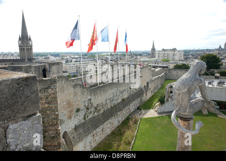 Südwand des Chateau du Caen, die Festung in Caen, Normandie, Frankreich. Stockfoto