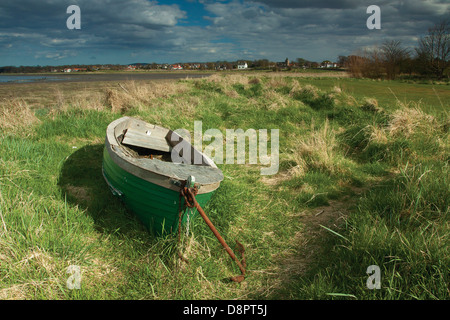 Holzboot auf hinter Bucht, hinter, East Lothian Stockfoto