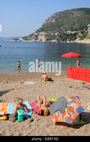 Der Strand von La Mala in Cap d ' Ail, Côte d ' Azur Stockfoto