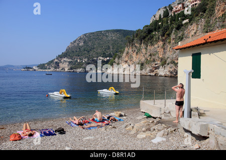 Der Strand von La Mala in Cap d ' Ail, Côte d ' Azur Stockfoto