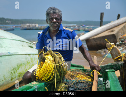 Porträt eines Fischers Vizhinjam Fischerdorf, Kovalam, Kerala, Indien Stockfoto