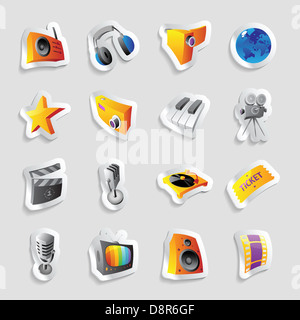 Symbole für Medien und Musik. Stockfoto