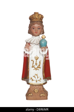 Skulptur von Sto Nino in weißen Hintergrund isoliert Stockfoto