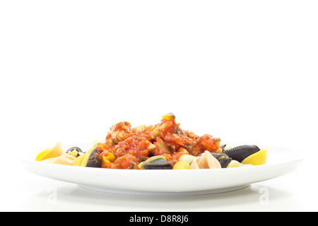 Italienische Nudeln mit Tomatensauce Stockfoto