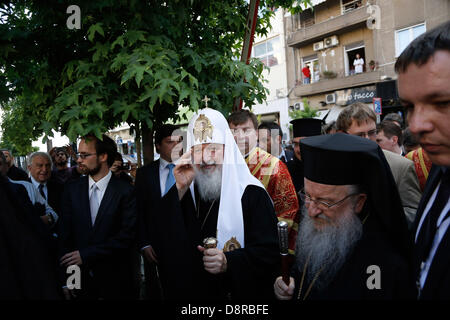 Thessaloniki, Griechenland. 3. Juni 2013. Liturgie in der Metropolitankirche St. Gregory Palamas in Thessaloniki, zu Ehren die Ankunft der Patriarch Kirill I. Patriarch von Moskau und alle Russland-Kirill, die ich in einem offiziellen Besuch in Thessaloniki angekommen. Thessaloniki, Griechenland am 3. Juni 2013 Credit: Konstantinos Tsakalidis/Alamy Live-Nachrichten Stockfoto