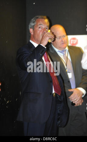 Hove, UK. 3. Juni 2013. UKIP Führer Nigel Farage vor dem Rathaus Hove sprechen heute Abend fotografiert von Simon Dack/Alamy Stockfoto