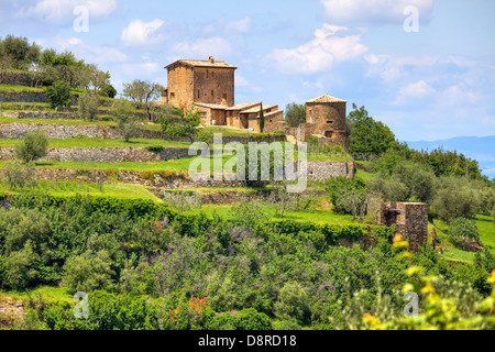 Weingut in der Nähe von Montalcino, Toskana, Italien Stockfoto