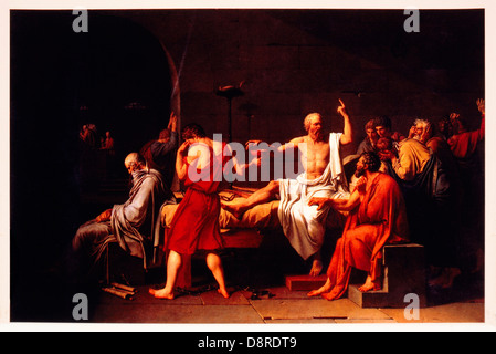 Der Tod des Sokrates, Öl auf Leinwand Gemälde von Jacques-Louis David, 1787 Stockfoto