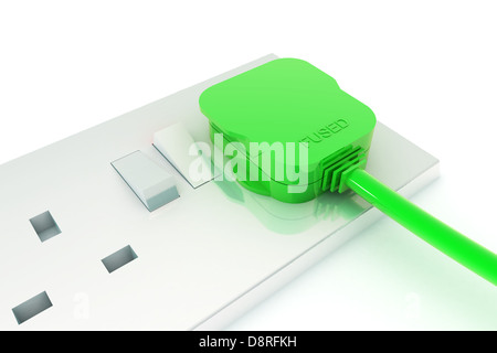 Eine bunte 3d gerendert grüne Energie Stecker Concept Illustration Stockfoto