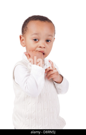 Portrait eines niedlichen schwarzen Babyjungen isoliert Stockfoto