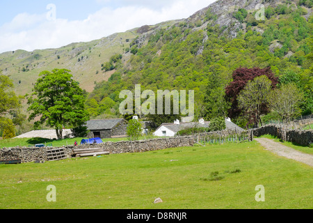 Old Mill Cottage in Stonethwaite, Borrowdale im Lake District. Stockfoto