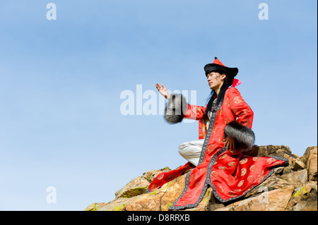 Mann im mongolischen Kostüm Stockfoto