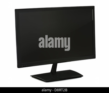 Schwarz-LCD-Monitor isoliert auf weißem Hintergrund. Closeup. Stockfoto