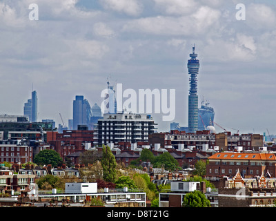 Luftaufnahme von Nordwesten von London zeigen die BT Tower, London, England, Vereinigtes Königreich Stockfoto
