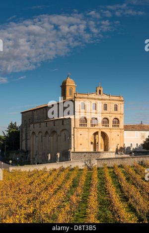 Notre Dame de Grace und Weinberg, Gignac, Hérault, Languedoc Roussillon, Frankreich Stockfoto