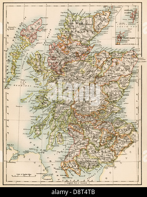 Karte von Schottland, 1870. Farblithographie Stockfoto