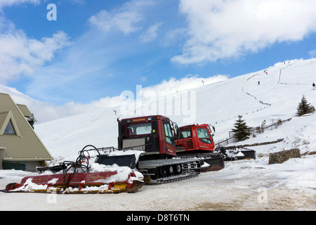 Piste-Maschine im Lecht Ski Centre, Moray, Schottland Stockfoto