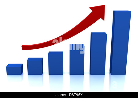 Business Wachstum Diagramm mit roten Pfeil Stockfoto