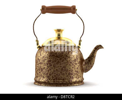 reich verzierte chinesische Teekanne isoliert auf weiss Stockfoto