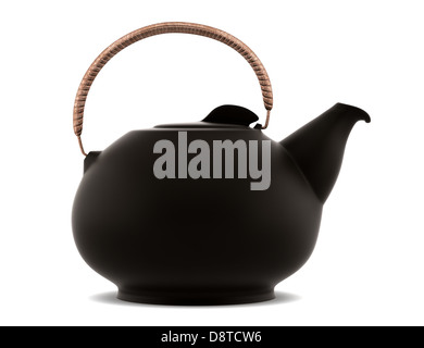 keramische japanische Teekanne isoliert auf weiss Stockfoto