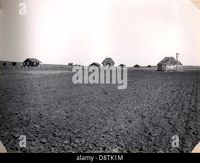 Dieses Schwarzweiß-Archivbild zeigt die alte und neue Unterkunft in Macquarie Vale, Teil einer Soldatensiedlung in New South Wales. Die Siedlung wurde gegründet, um Veteranen, die aus dem Krieg zurückkehren, Unterbringung und Unterstützung zu bieten, wobei dieses Foto den Übergang des Gebiets im Laufe der Zeit dokumentiert. Stockfoto