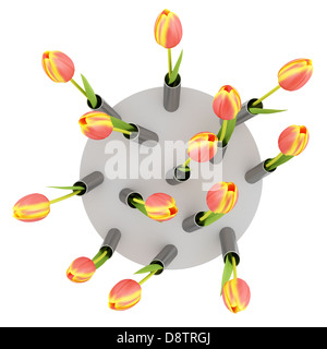 top view of tulips in modern metallic vase Stockfoto