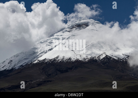 Schneebedeckte Gipfel, Vulkan Cotopaxi, Cotopaxi Nationalpark Cotopaxi, Ecuador Stockfoto