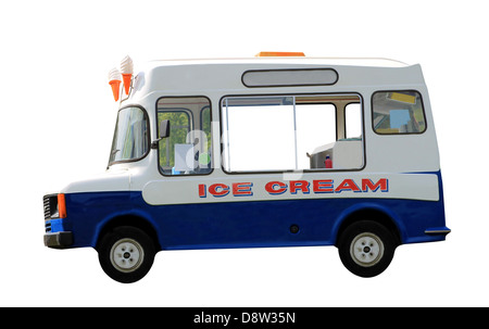 Seitenansicht der Eiswagen isoliert auf weißem Hintergrund. Stockfoto