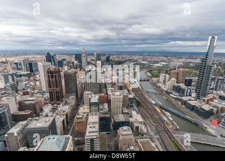 Einen erhöhten Blick auf das zentrale Geschäftsviertel von Melbourne Australien. Stockfoto