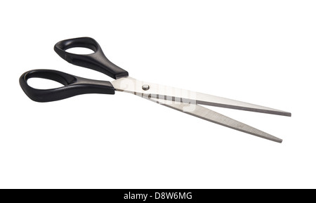 Schere. Objekt ist isoliert auf weißem Hintergrund ohne Schatten. Stockfoto