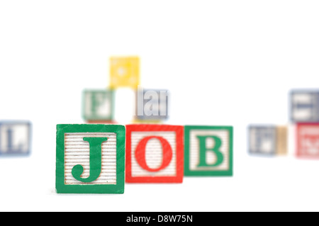 Alphabet-Blöcke, die Rechtschreibung des Wörter-job Stockfoto
