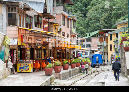 Aguas Calientes Bahnhof, Stadt Machu Picchu, Peru Stockfoto