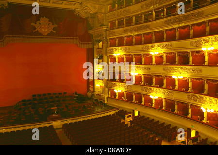 Innere des Opernhaus La Scala in Mailand Italien Stockfoto