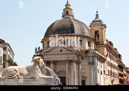 Löwen-Brunnen auf der Piazza del Popolo Stockfoto