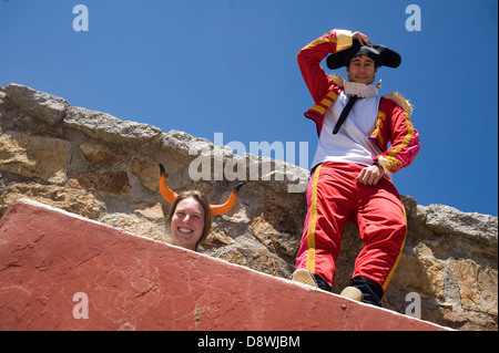 Stierkampf Durin Bachelorette und Bachelor Parteien in Madrid, Spanien. Stockfoto