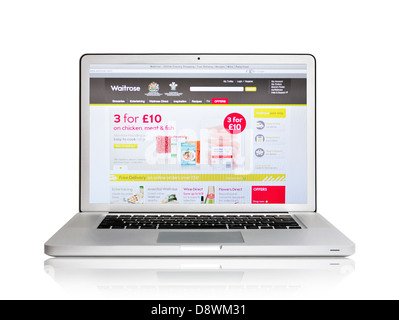 Laptop-Bildschirm - britische Supermarktkette Waitrose website Stockfoto