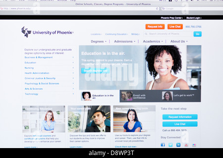 University of Phoenix online Education-website Stockfoto